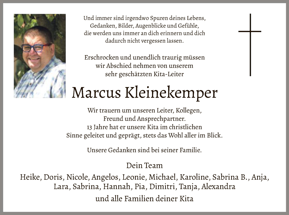  Traueranzeige für Marcus Kleinekemper vom 28.10.2023 aus WA
