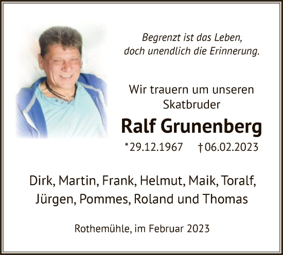 Traueranzeige von Ralf Grunenberg von WA