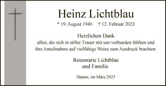 Traueranzeige von Heinz Lichtblau von WA