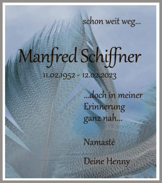 Traueranzeige von Manfred Schiffner von WA