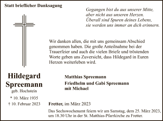 Traueranzeige von Matthias Spreemann von WA
