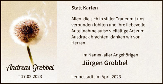 Traueranzeige von Andreas Grobbel von WA