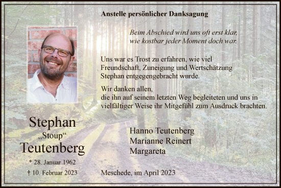 Traueranzeige von Stephan Teutenberg von WA
