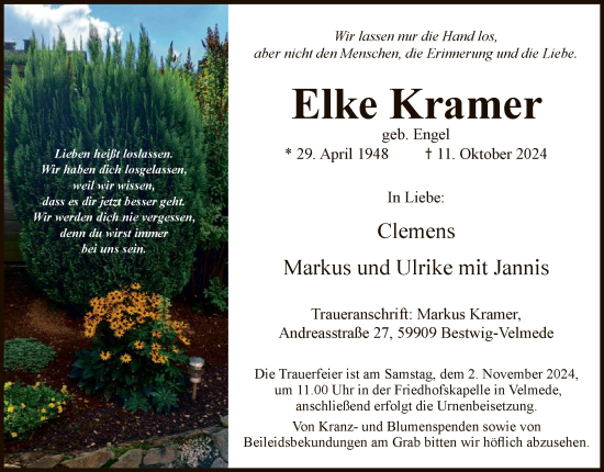 Traueranzeige von Elke Kramer von WA