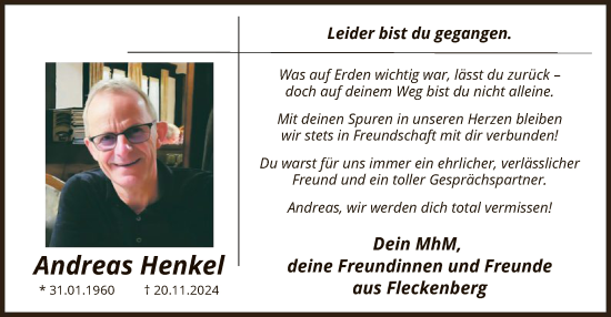 Traueranzeige von Andreas Henkel von WA