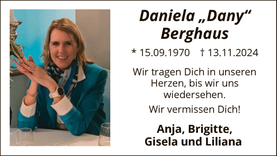 Traueranzeige von Daniela Berghaus von WA