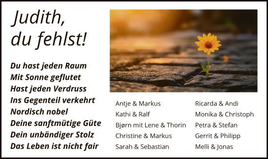 Traueranzeige von Judith  von WA