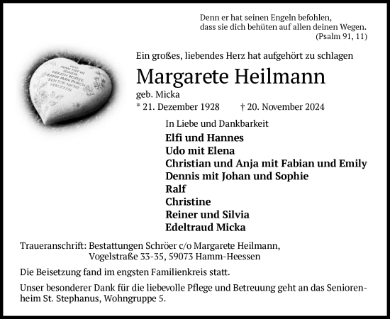 Traueranzeige von Margarete Heilmann von WA