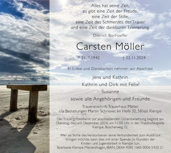 Traueranzeige von Carsten Möller von WA