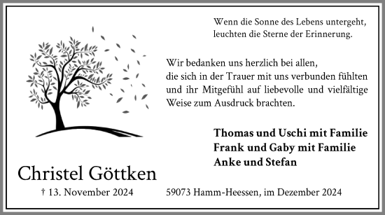 Traueranzeige von Christel Göttken von WA
