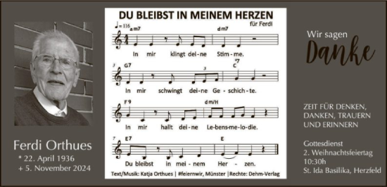 Traueranzeige von Ferdinand Orthues von WA