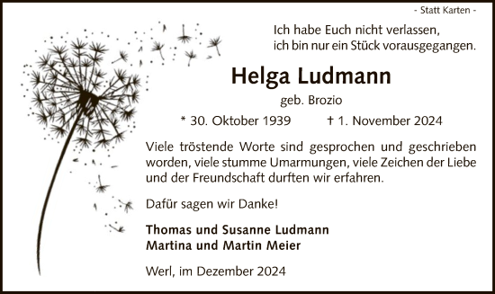 Traueranzeige von Helga Ludmann von WA