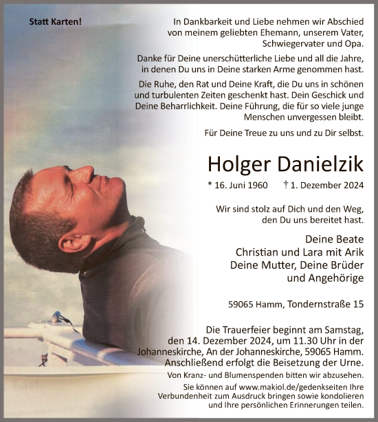 Traueranzeige von Holger Danielzik von WA