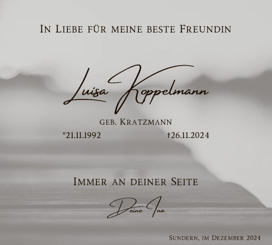 Traueranzeige von Luisa Koppelmann von WA