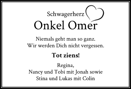 Traueranzeige von Omer  von WA