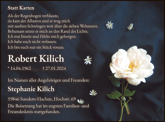 Traueranzeige von Robert Kilich von WA