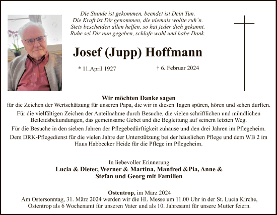 Traueranzeige von Josef Hoffmann von WA
