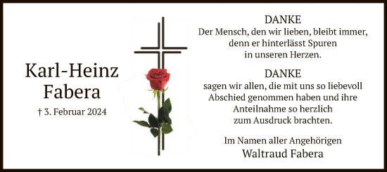 Traueranzeige von Karl-Heinz Fabera von WA