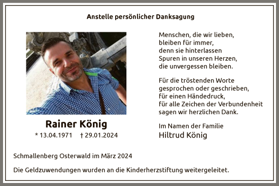 Traueranzeige von Rainer König von WA