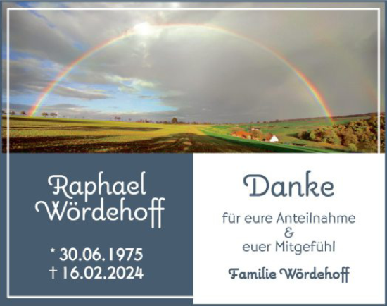 Traueranzeige von Raphael Wördehoff von WA