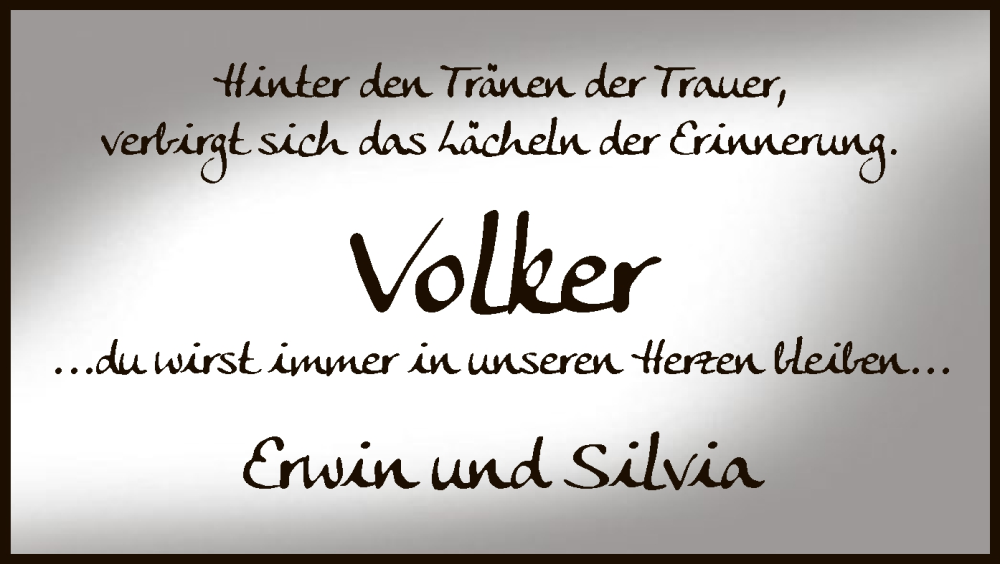  Traueranzeige für Volker Kramer vom 13.04.2024 aus WA
