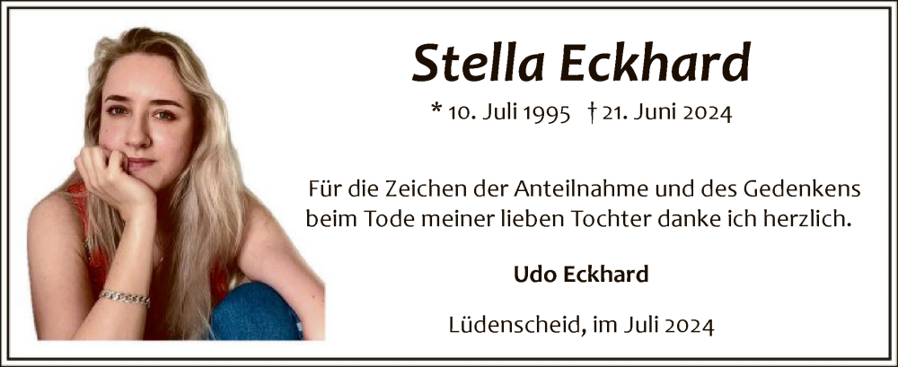  Traueranzeige für Stella Eckhard vom 12.07.2024 aus WA