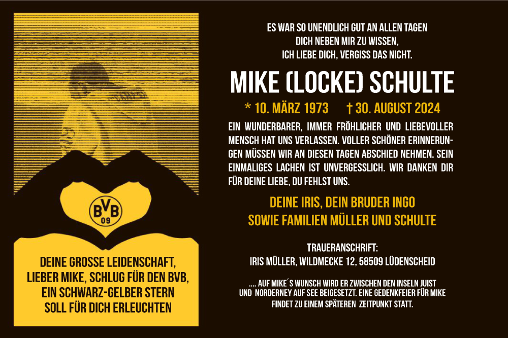  Traueranzeige für Mike Schulte vom 14.09.2024 aus WA
