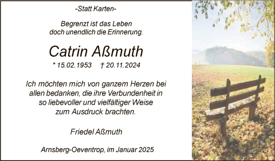 Traueranzeige von Catrin Aßmuth von WA