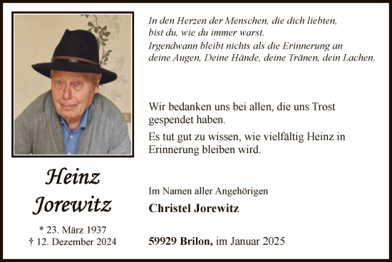Traueranzeige von Christel Jorewitz von WA