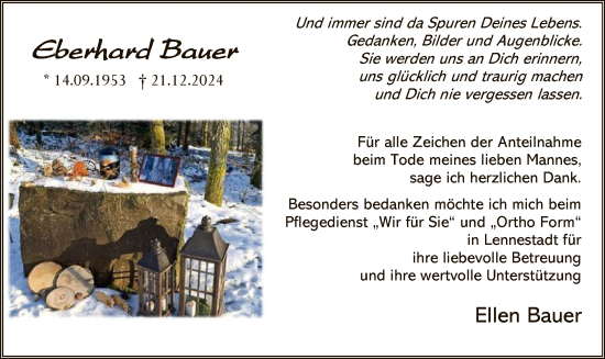Traueranzeige von Eberhard Bauer von WA