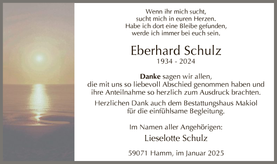 Traueranzeige von Eberhard Schulz von WA