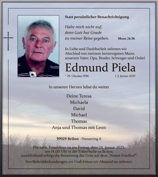 Traueranzeige von Edmund Piela von WA
