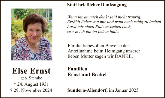 Traueranzeige von Else Ernst von WA