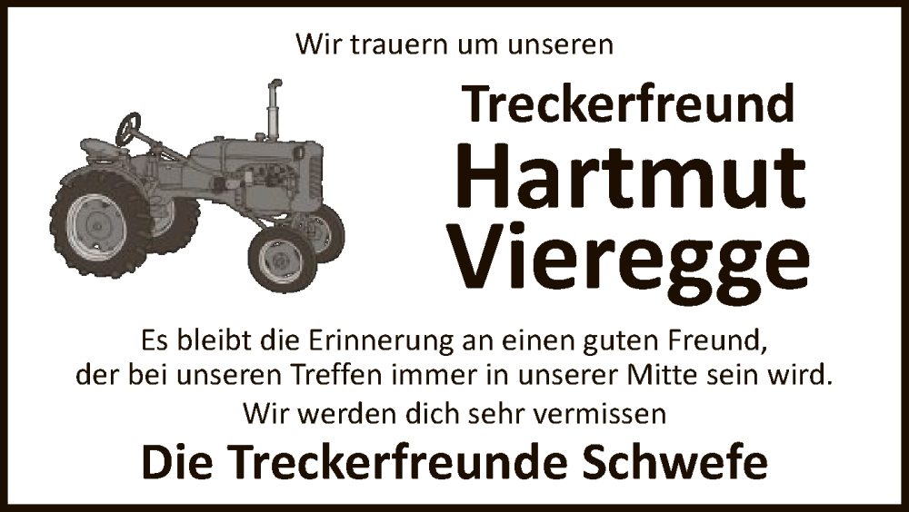  Traueranzeige für Hartmut Vieregge vom 18.01.2025 aus WA
