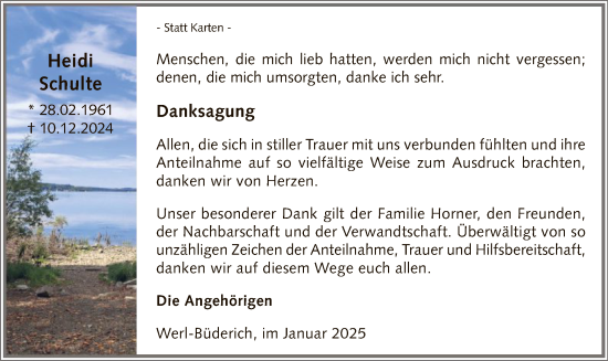 Traueranzeige von Heidi Schulte von WA