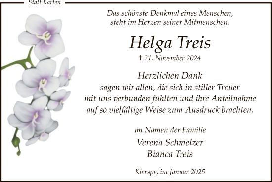 Traueranzeige von Helga Treis von WA