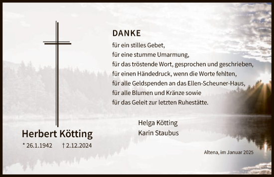Traueranzeige von Herbert Kötting von WA