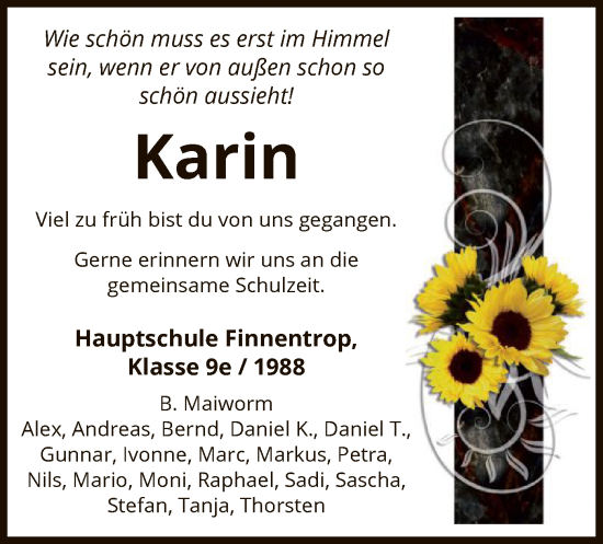 Traueranzeige von Karin  von WA