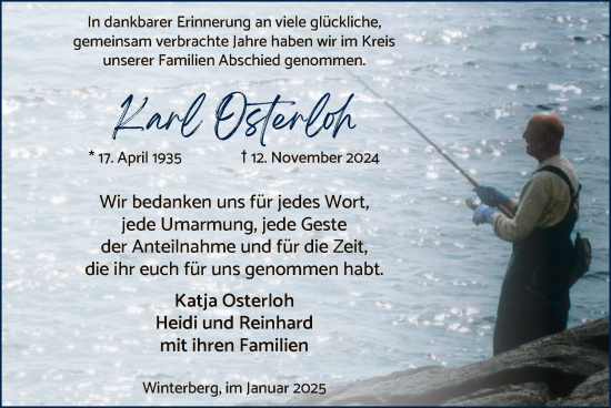 Traueranzeige von Karl Osterloh von WA