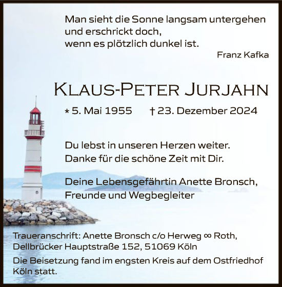 Traueranzeige von Klaus-Peter Jurjahn von WA
