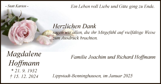 Traueranzeige von Magdalene Hoffmann von WA