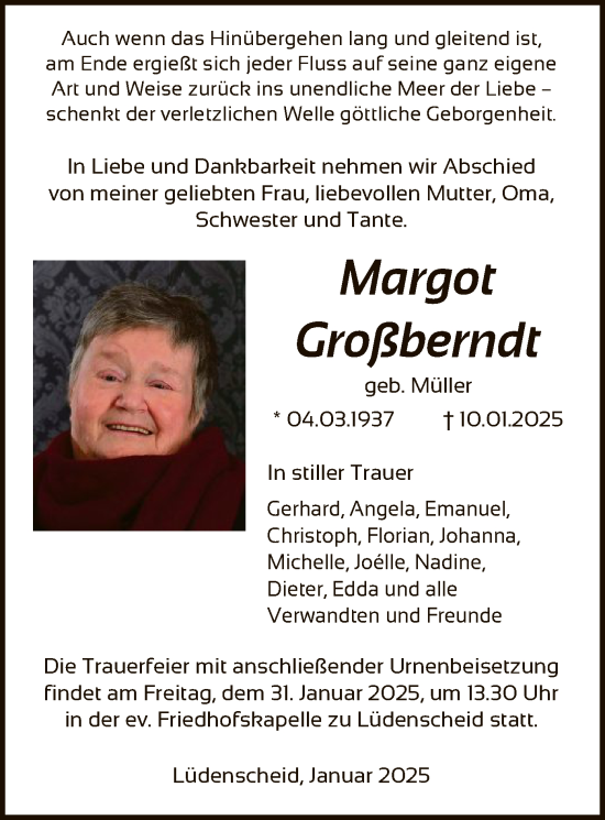Traueranzeige von Margot Großberndt von WA