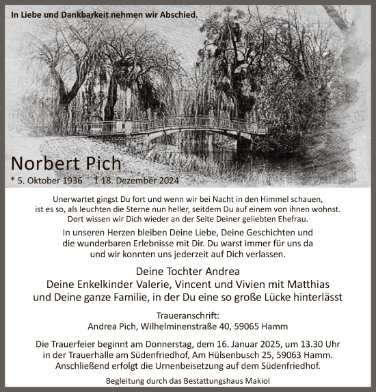 Traueranzeige von Norbert Pich von WA