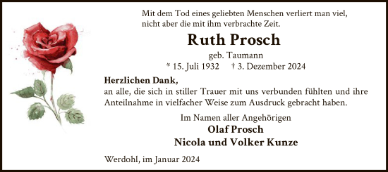 Traueranzeige von Ruth Prosch von WA