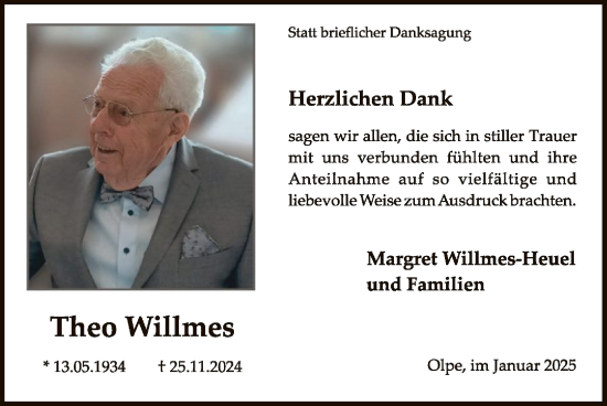 Traueranzeige von Theo Willmes von WA