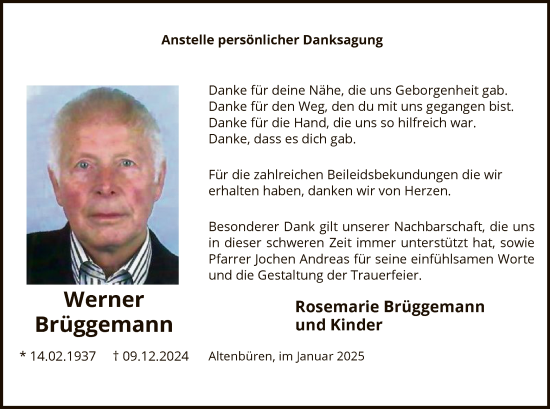 Traueranzeige von Werner Brüggemann von WA