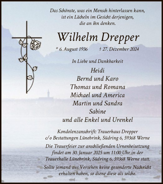 Traueranzeige von Wilhelm Drepper von WA