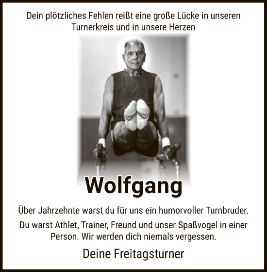 Traueranzeige von Wolfgang  von WA