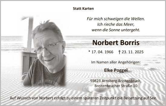 Traueranzeige von Norbert Borris von HASKHASO