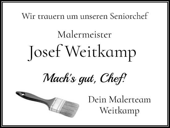 Traueranzeige von Josef Weitkamp von HASK